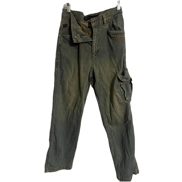 Vintage Y2K FUBU The Collection Cargo Blue Jean Denim Baggy Grunge KIDS Size 16 - Picture 1 of 10